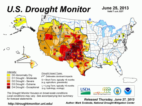 Long term drought in the Southwest of the USA (from US Drought Monitor)